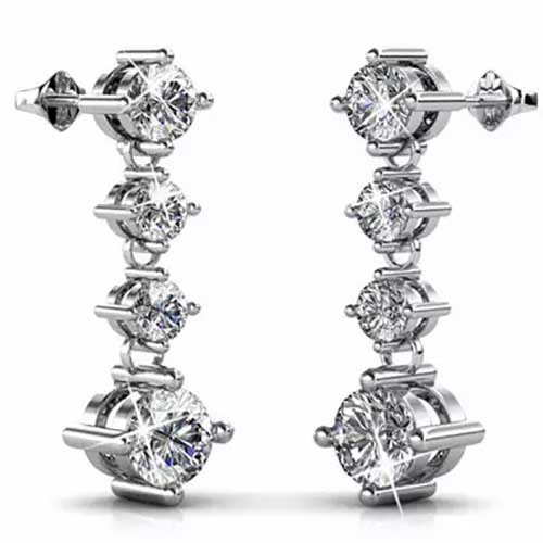 Round Cut Cubic Zirconia in 925 Sterling Silver Earrings 1
