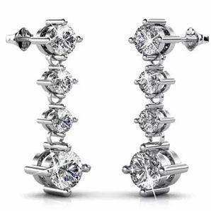 Round Cut Cubic Zirconia in 925 Sterling Silver Earrings