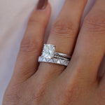 Stunning 0.4 TCW Trillion Moissanite Stone in Half Eternity Wedding Bands 3