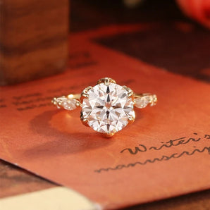 Stunning 3.0 CT Round Moissanite Engagement Ring with Pave Design