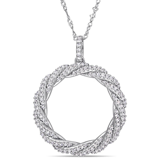Round Cut Cubic Zirconia in 925 Sterling Silver Necklace 1