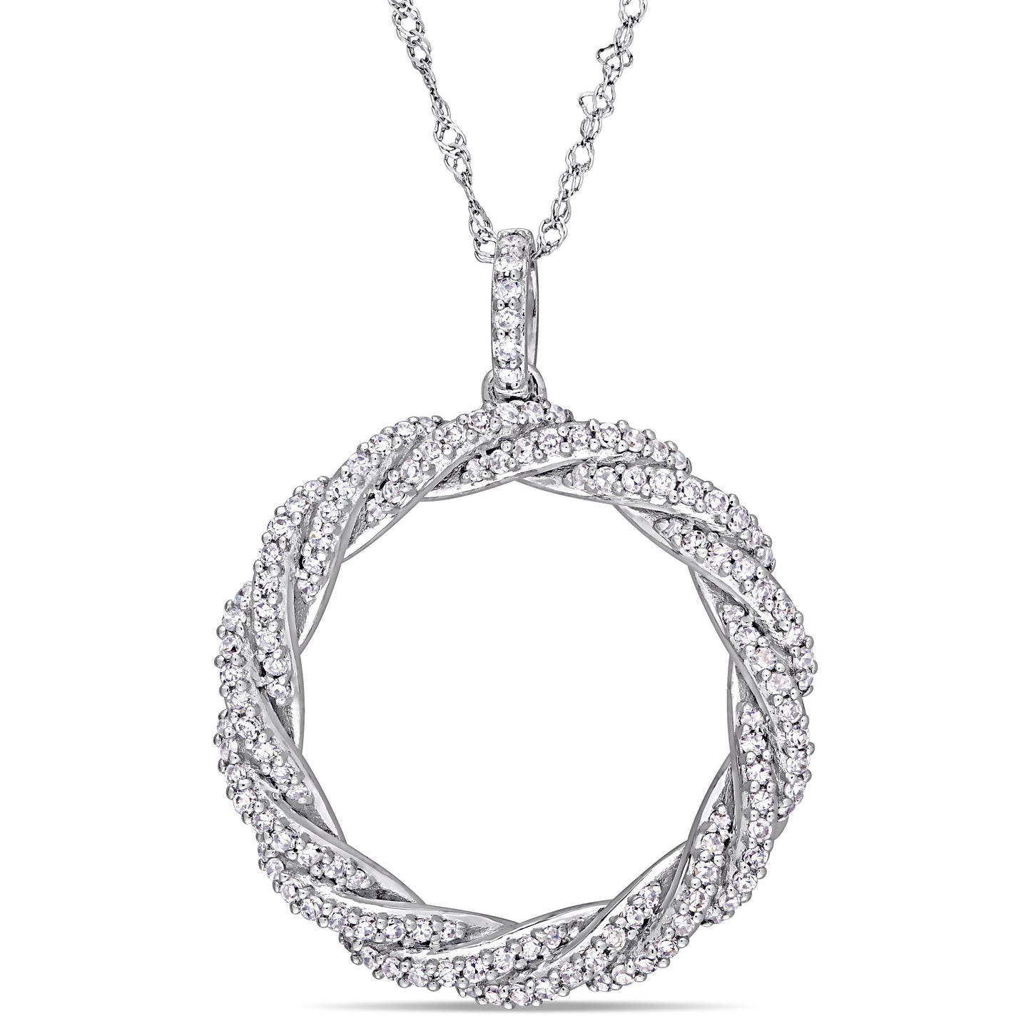 Round Cut Cubic Zirconia in 925 Sterling Silver Necklace 7
