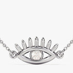0.05 CT Round Moissanite Diamond Evil Eye Pendant Necklace in Solid Gold 2