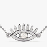 0.05 CT Round Moissanite Diamond Evil Eye Pendant Necklace in Solid Gold 2
