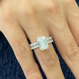 Stunning 2.0 CT Emerald Cut Moissanite Engagement Ring with Pave Design 6