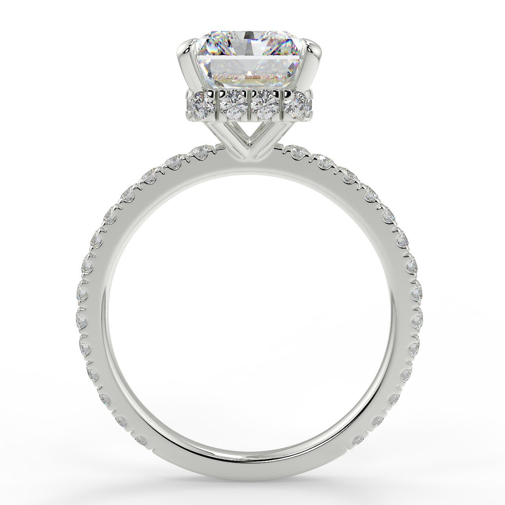 Stunning 2.50 CT Radiant Moissanite Engagement Ring with Hidden Halo & Pave Design 6