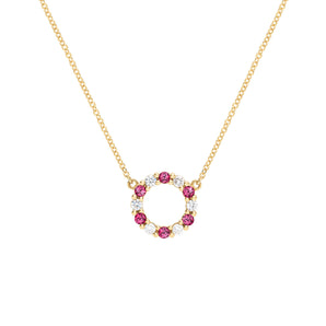 0.36 TCW Round Ruby Lab Made Diamond- July Birthstone Necklace