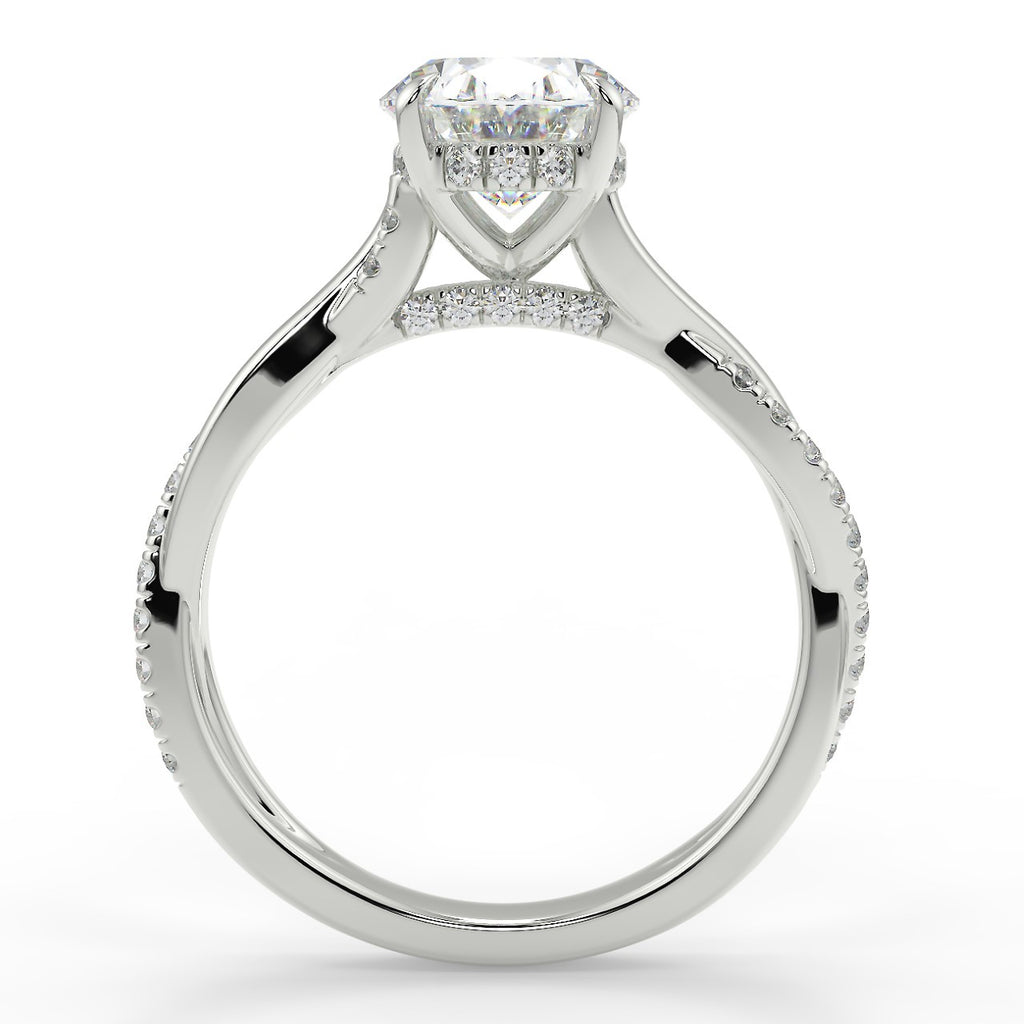 Stunning 2.11 CT Oval Moissanite Engagement Ring with Hidden Halo & Twisted Pave Design 6