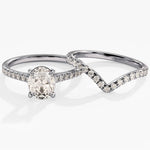 1.50 CT Oval Cut Moissanite Pave Bridal Ring Set with Curved Wedding Bands 3