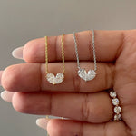 1.0 CT Pear Moissanite Diamond Two Stone Pendant Necklace in Solid Gold 9