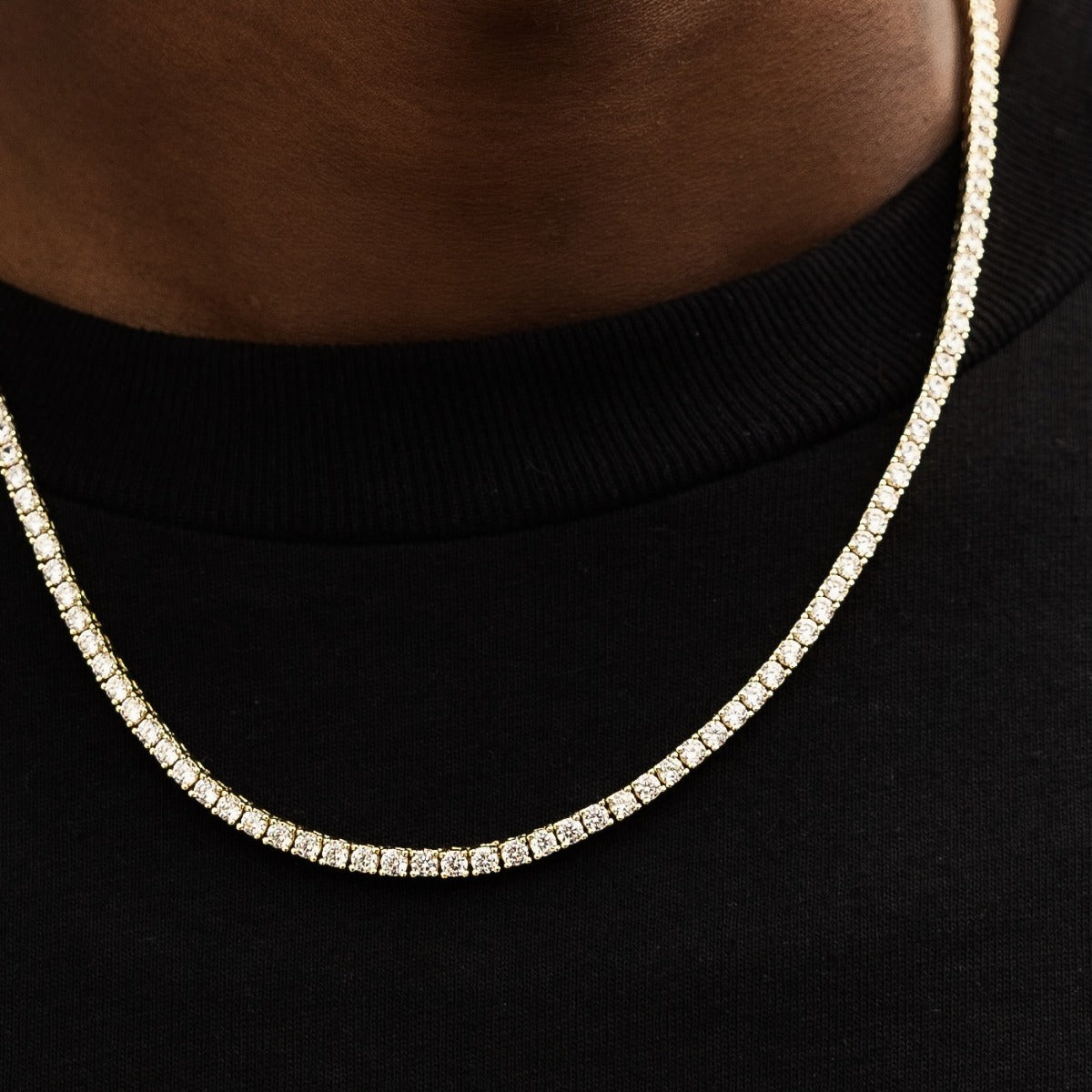 40 CT Round Moissanite Diamond Tennis Silver Necklace For Him 4