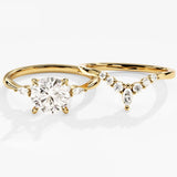 1.50 CT Round Cut Moissanite Cluster Bridal Ring Set with Round & Marquise Curved Wedding Bands 1