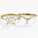 1.0 CT Round Cut Moissanite Bridal Ring Set with Marquise & Round Wedding Bands 1