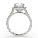 Stunning 2.40 CT Cushion Moissanite Engagement Ring with Halo & Pave Design 6