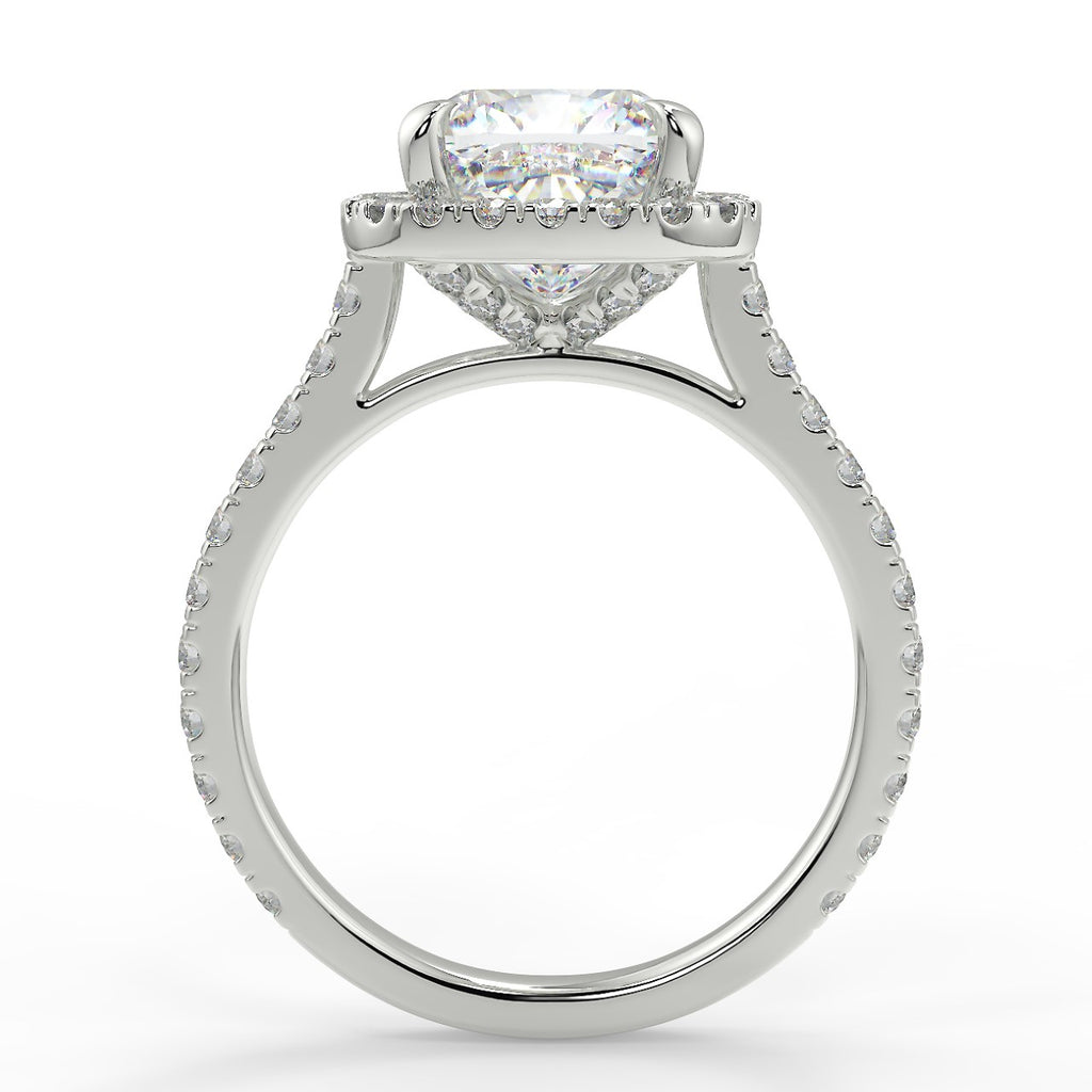 Stunning 2.40 CT Cushion Moissanite Engagement Ring with Halo & Pave Design 6