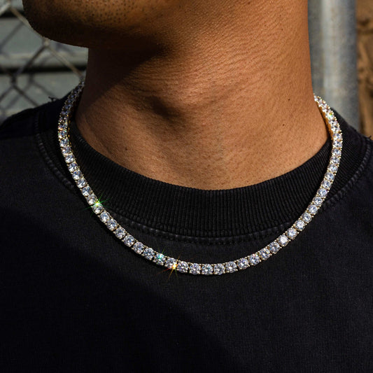 40 CT Round Moissanite Diamond Tennis Silver Necklace For Him 1
