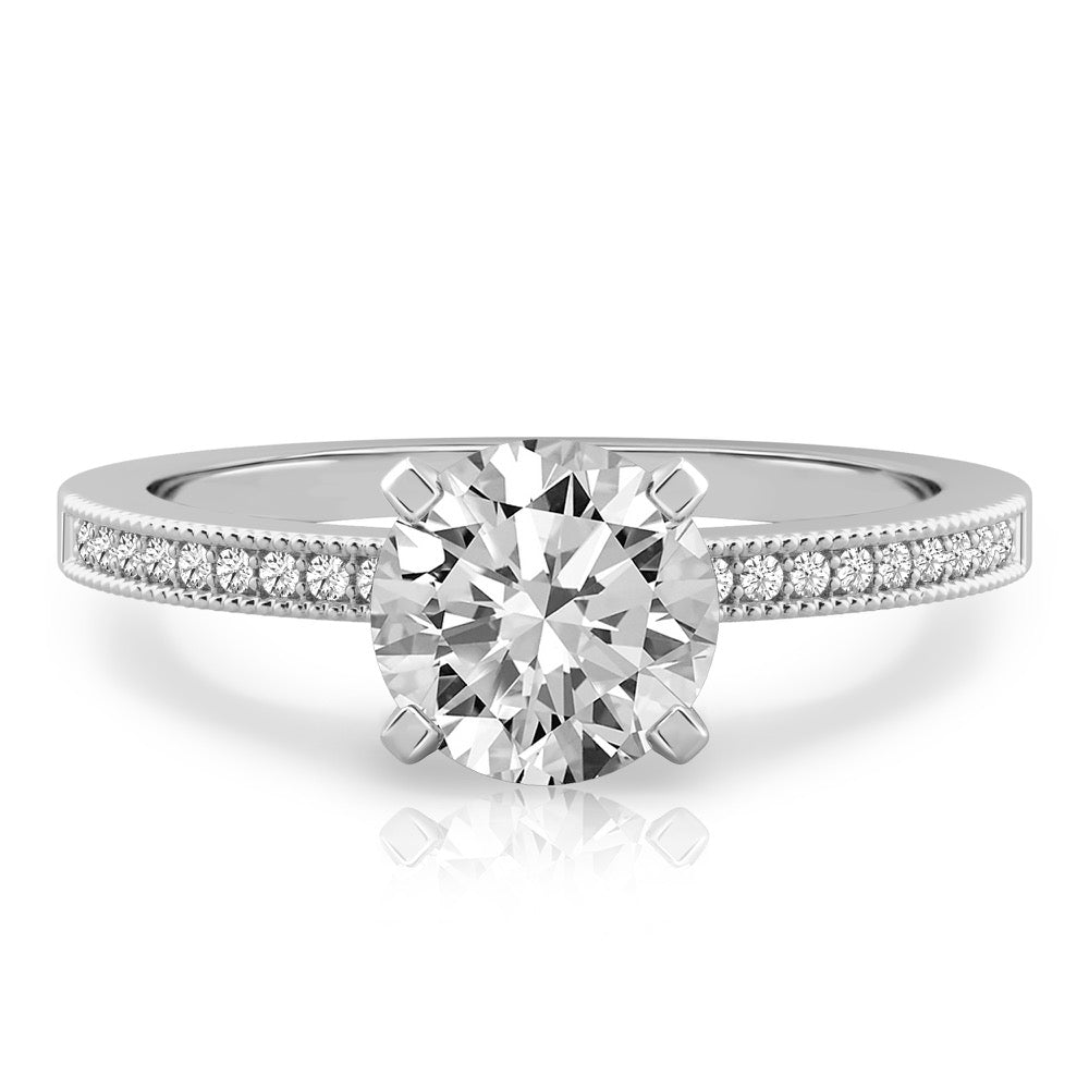Stunning 0.50-1.5 CT Round Moissanite Engagement Ring With Pave Design 1