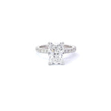 Stunning 3.0 CT Radiant Moissanite Engagement Ring with Hidden Halo & Pave Design 7