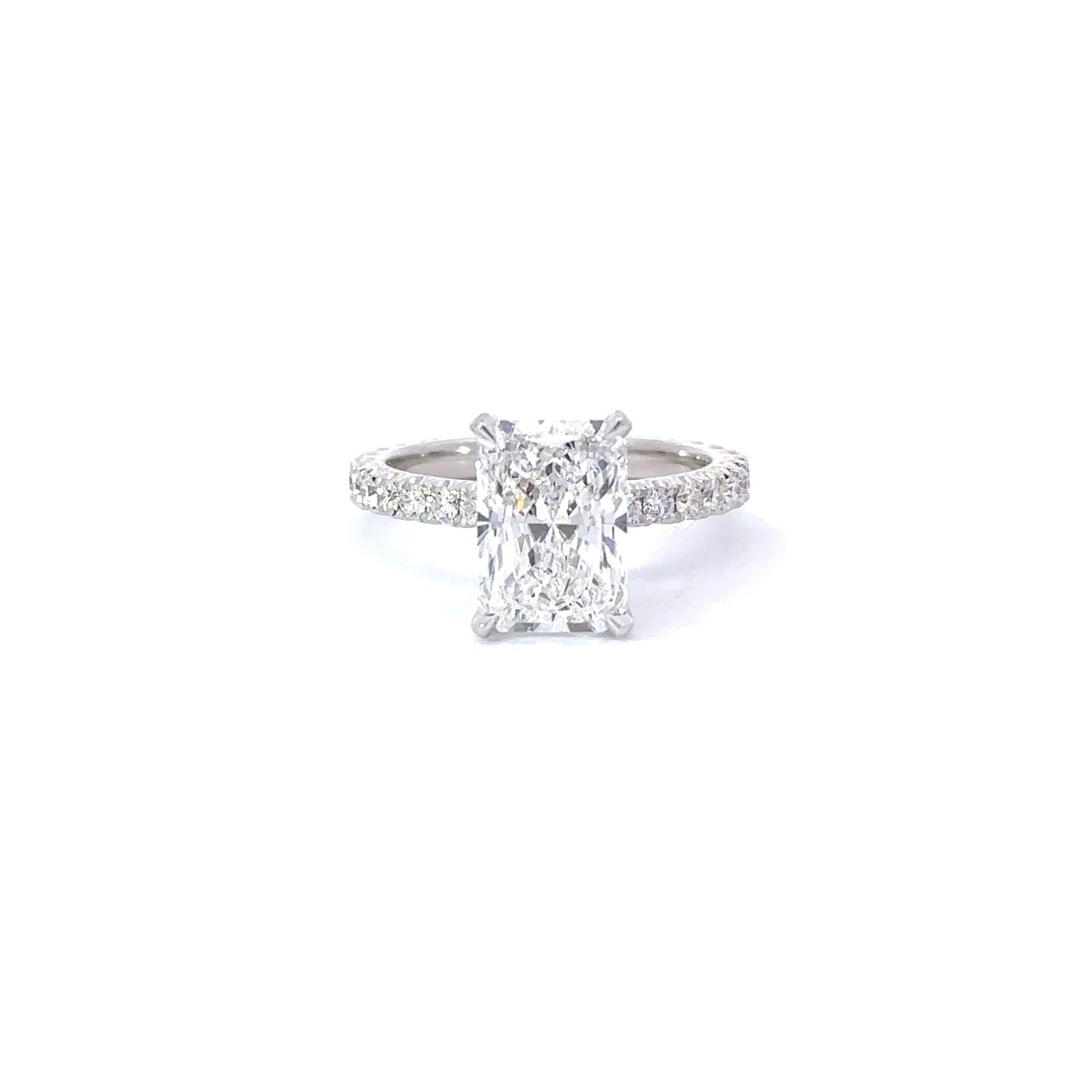 Stunning 3.0 CT Radiant Moissanite Engagement Ring with Hidden Halo & Pave Design 7