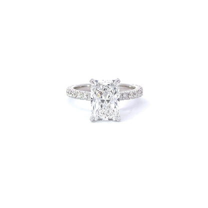 Stunning 3.0 CT Radiant Moissanite Engagement Ring with Hidden Halo & Pave Design 7