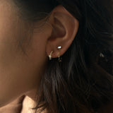 0.10 TCW Baguette Cut Moissanite Link Chain Earrings in Gold 3