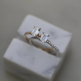 0.50 CT Emerald Cut Pave CVD E/VVS1 Diamond Engagement Ring 7