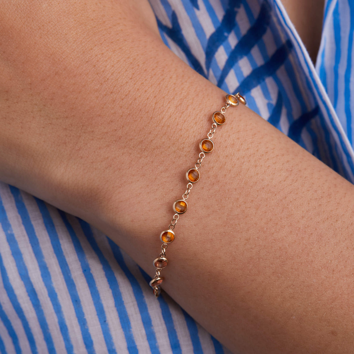 4.5 TCW Round Citrine Lab Made Diamond- November Birthstone Bracelet 3