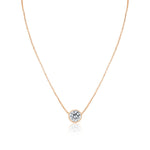 2.0 CT Round Moissanite Diamond Bezel Pendant Necklace in Solid Gold 1