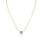 2.0 CT Round Moissanite Diamond Bezel Pendant Necklace in Solid Gold 1
