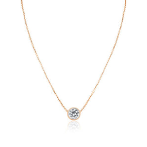 2.0 CT Round Moissanite Diamond Bezel Pendant Necklace in Solid Gold