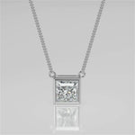 1.0 CT Princess Moissanite Diamond Solitaire Pendant Necklace in Solid Gold 4