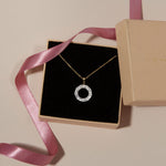 1.0 CT Round & Baguette Moissanite Diamond Circle Pendant Necklace in Solid Gold 5