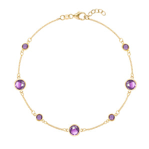 2.12 TCW Round Amethyst Lab Made Diamond- February Birthstone Bracelets