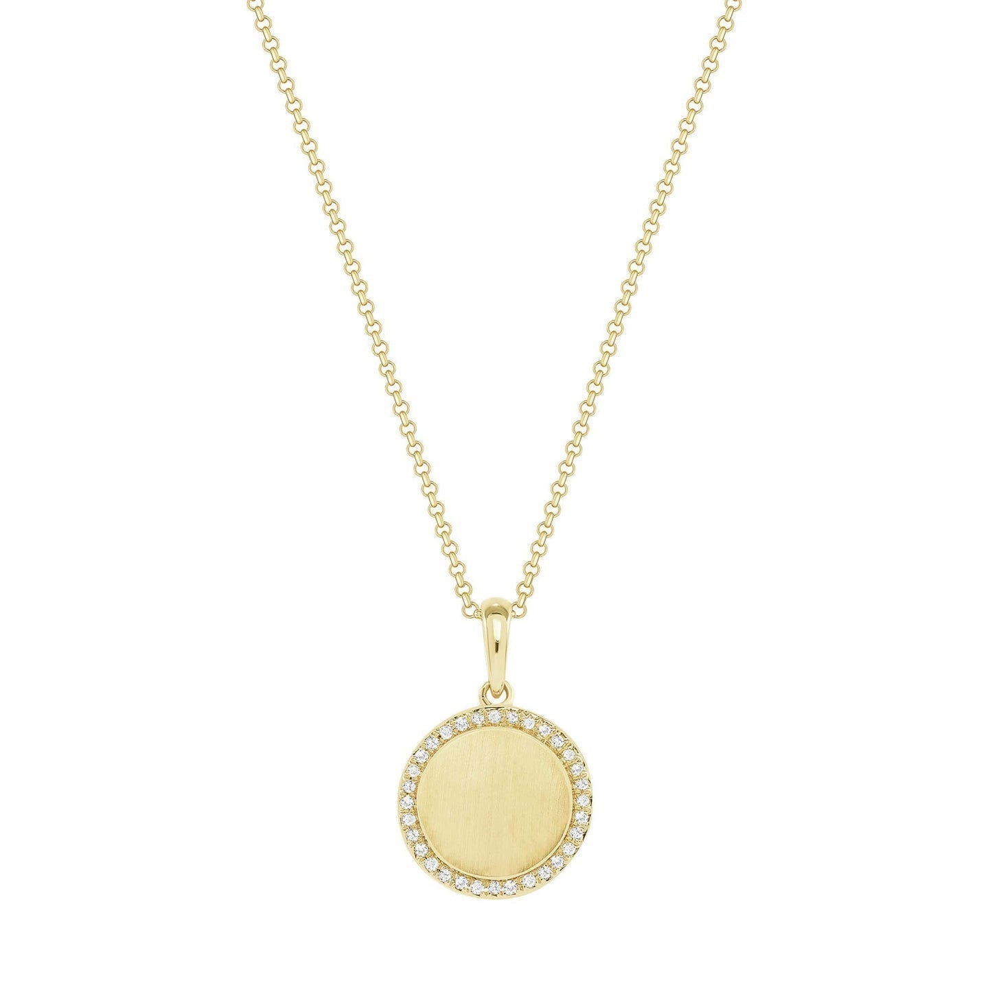 0.20 TCW Round Moissanite Diamond Engravable Diamond Pendant Necklace in Solid Gold 3