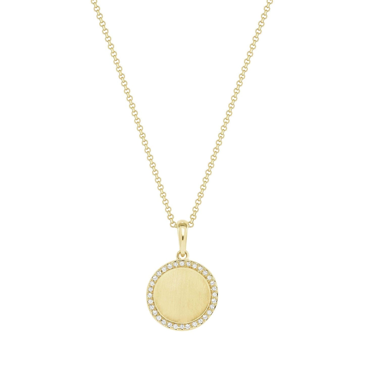 0.20 TCW Round Moissanite Diamond Engravable Diamond Pendant Necklace in Solid Gold 3
