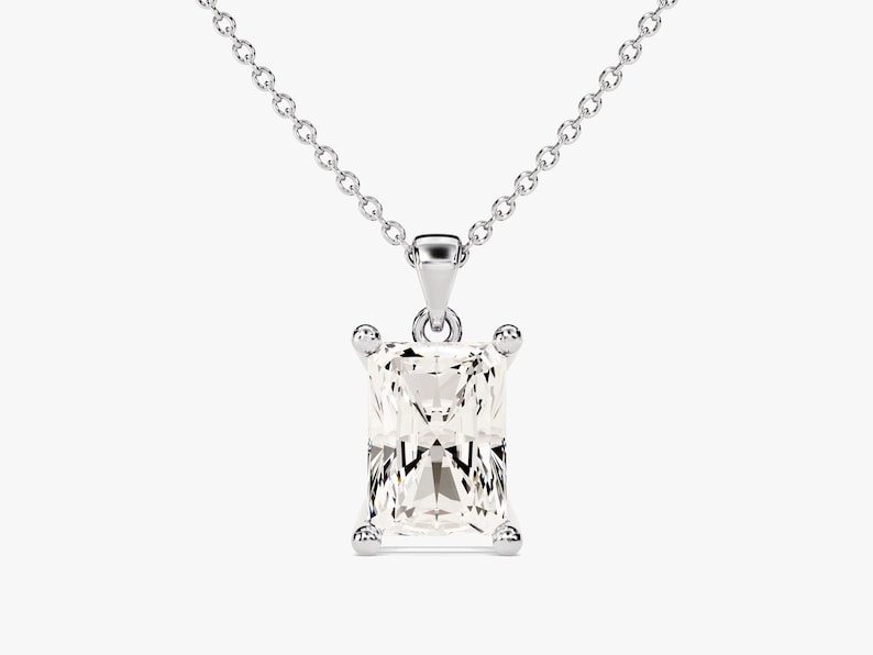 2.0 CT Radiant Moissanite Diamond Solitaire Pendant Necklace in Solid Gold 2