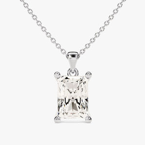 2.0 CT Radiant Moissanite Diamond Solitaire Pendant Necklace in Solid Gold