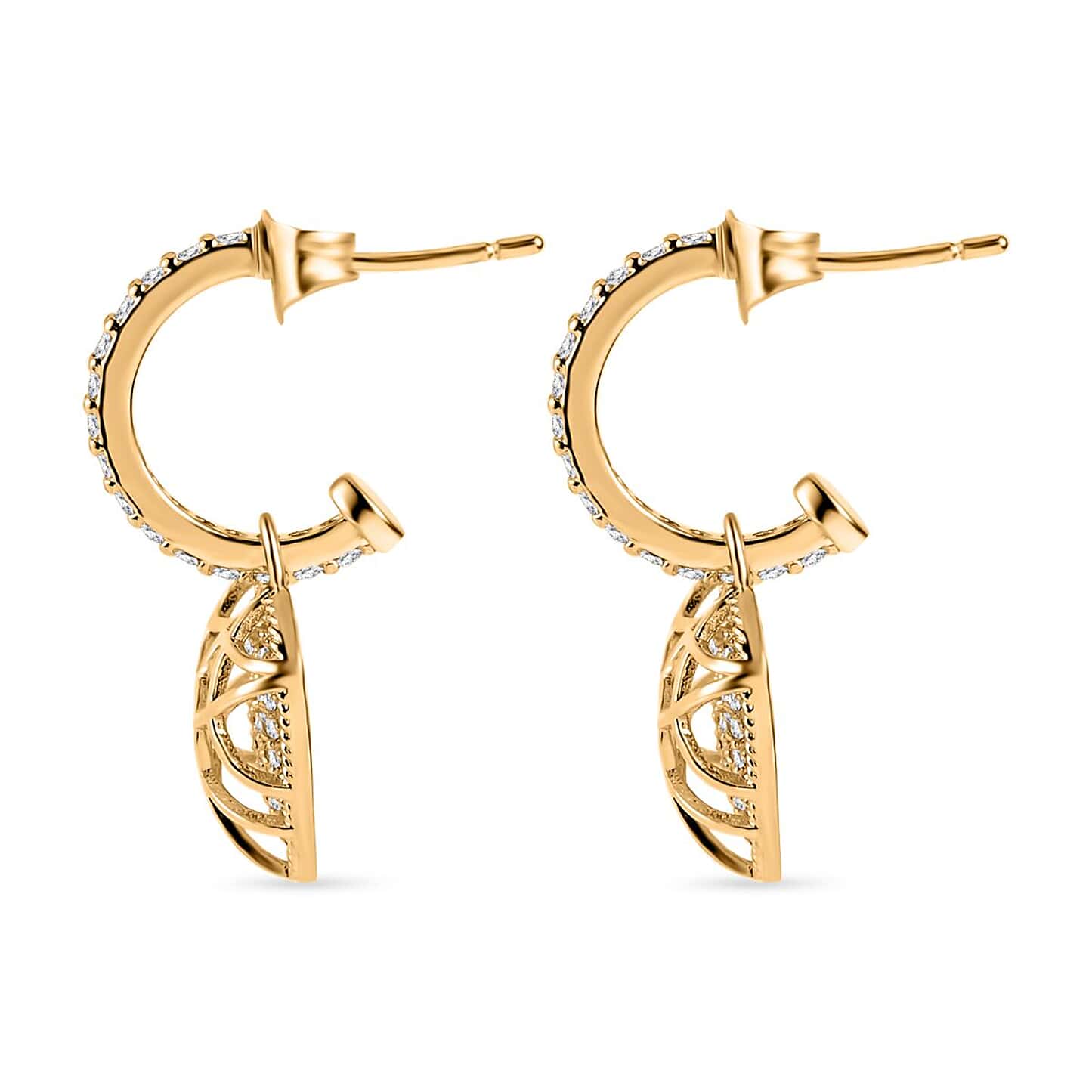 Round Cut Cubic Zirconia in 925 Sterling Silver Earrings 4