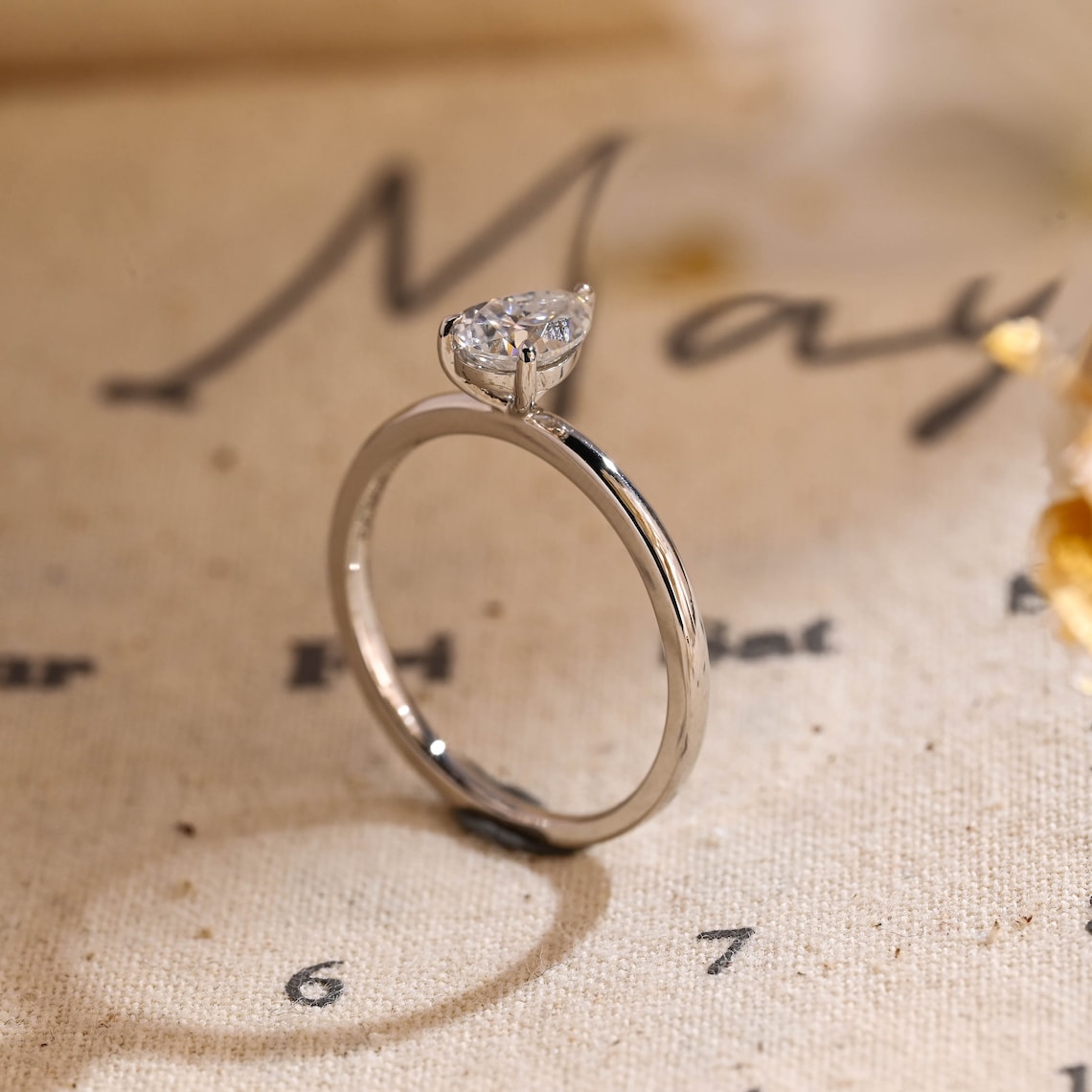 Stunning 3.0 CT Pear Moissanite Engagement Ring with Solitaire Design 4