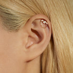 1.0 TCW Round Cut Moissanite Chained  Earrings in Gold 3