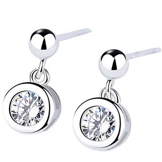 Round Cut Cubic Zirconia in 925 Sterling Silver Earrings 1