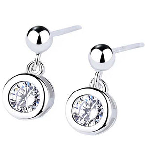 Round Cut Cubic Zirconia in 925 Sterling Silver Earrings