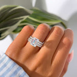 Stunning 3.0 CT Emerald Moissanite Engagement Ring Semi Pave Design 8