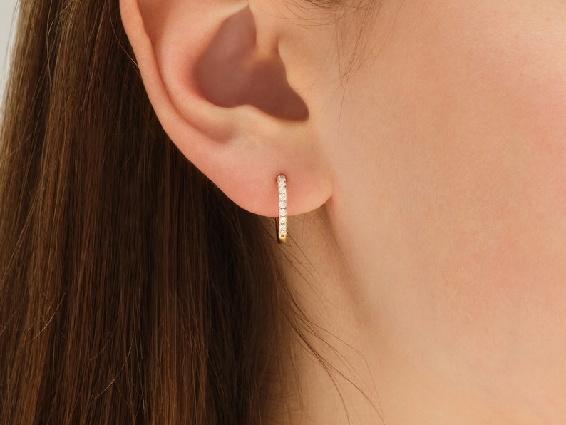 0.50 TCW Round Cut Moissanite Hoops Earrings in Gold 5