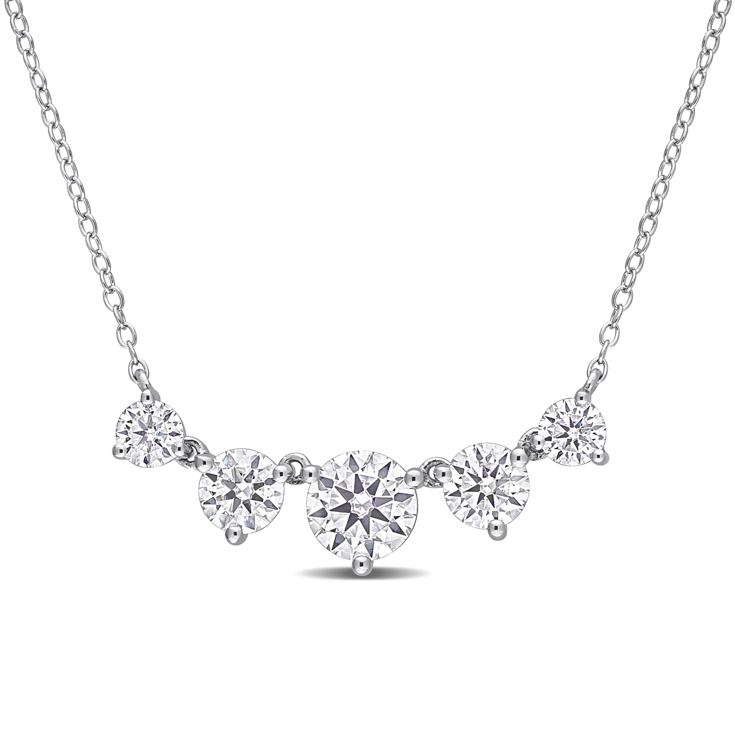 Round Cut Cubic Zirconia in 925 Sterling Silver Necklace 4