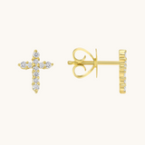 0.50 TCW Round Cut Moissanite Cross Stud Earrings in Gold 1