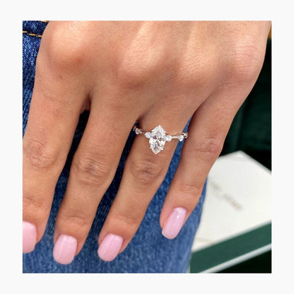 Stunning 1.0 CT Marquise Moissanite Engagement Ring with Dainty Pave Design 6