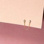 0.20 TCW Round Cut Moissanite Chained Topaz Double Earrings in Gold 2