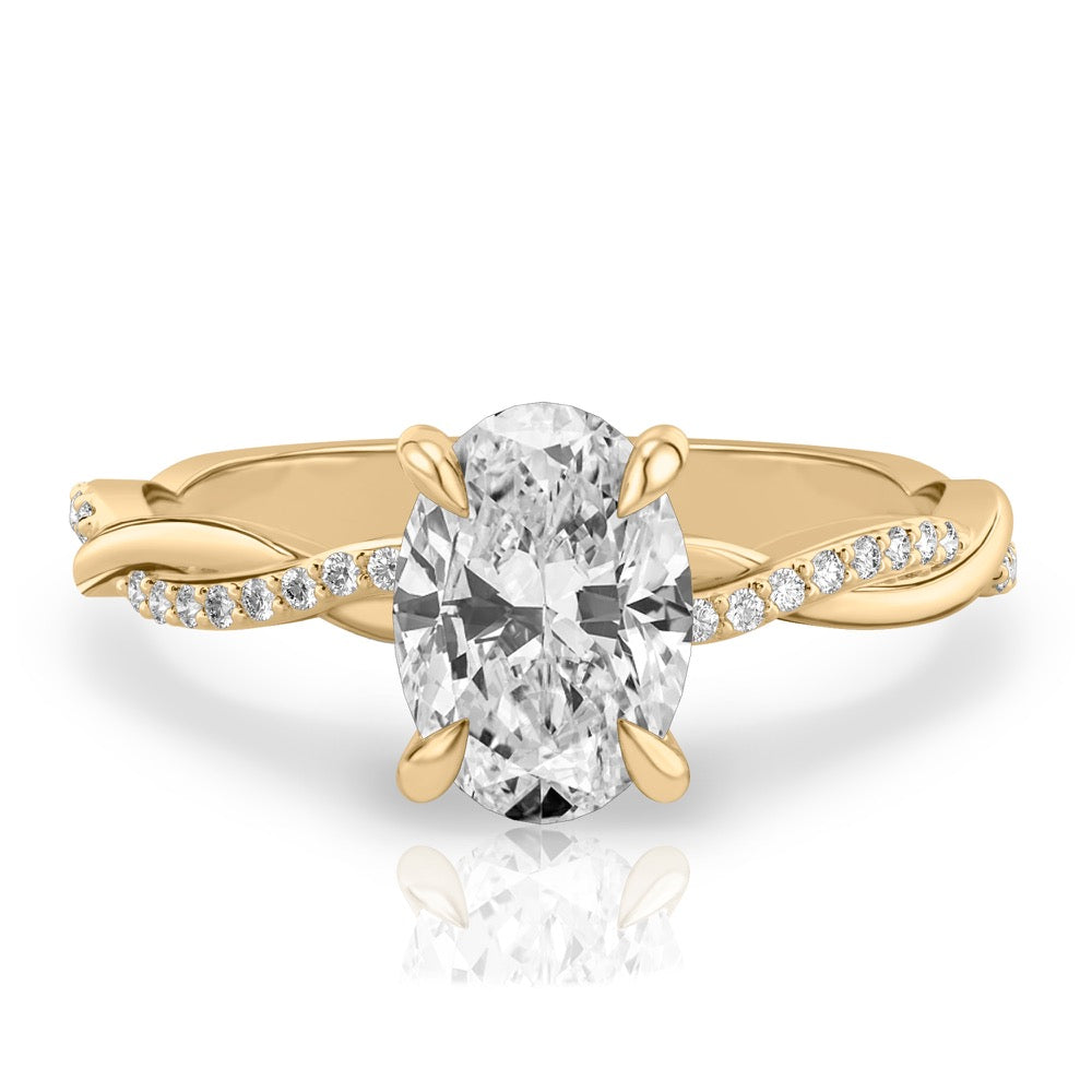 Stunning 1.0- 2.0 CT Oval Moissanite Engagement Ring with Twisted Pave Design 1