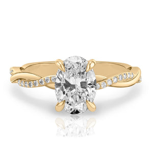 Stunning 1.0- 2.0 CT Oval Moissanite Engagement Ring with Twisted Pave Design